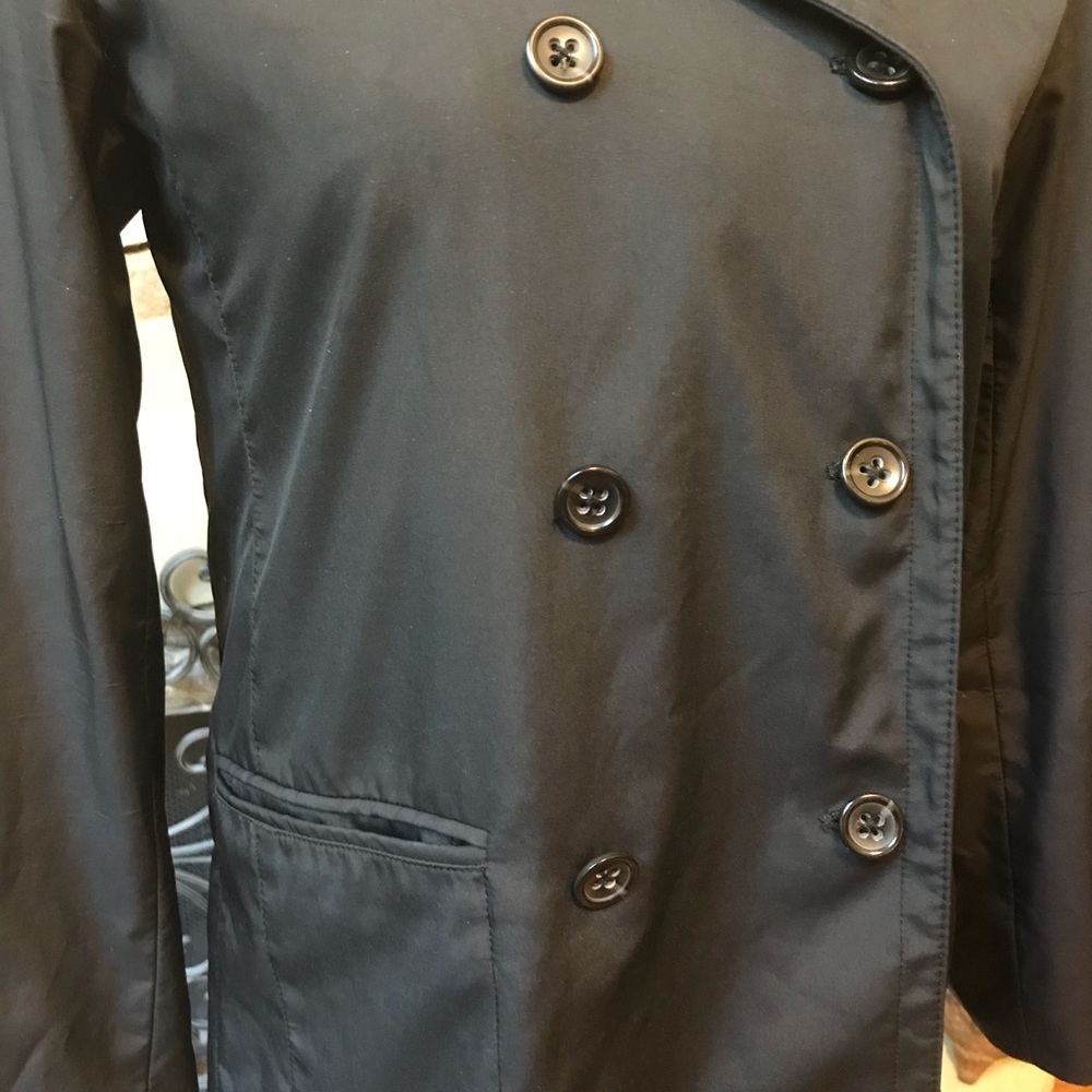 Banana Republic Black Trench Coat Jacket Size XS - Picture 3 of 7